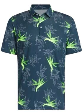 Men’s Adidas Oasis Mesh Navy Polo Golf Shirt Tropical Sz Large